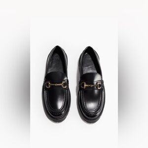 H&M Black Platform Bit Loafers with Gold Hardware